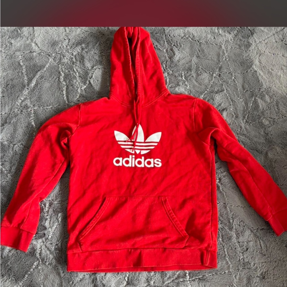 adidas Red Pullover with Trefoil Tag